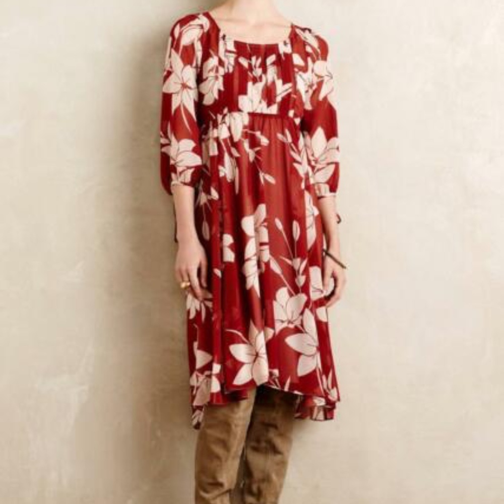Anthropologie Maeve 'Lily' Chiffon Dress in Rust